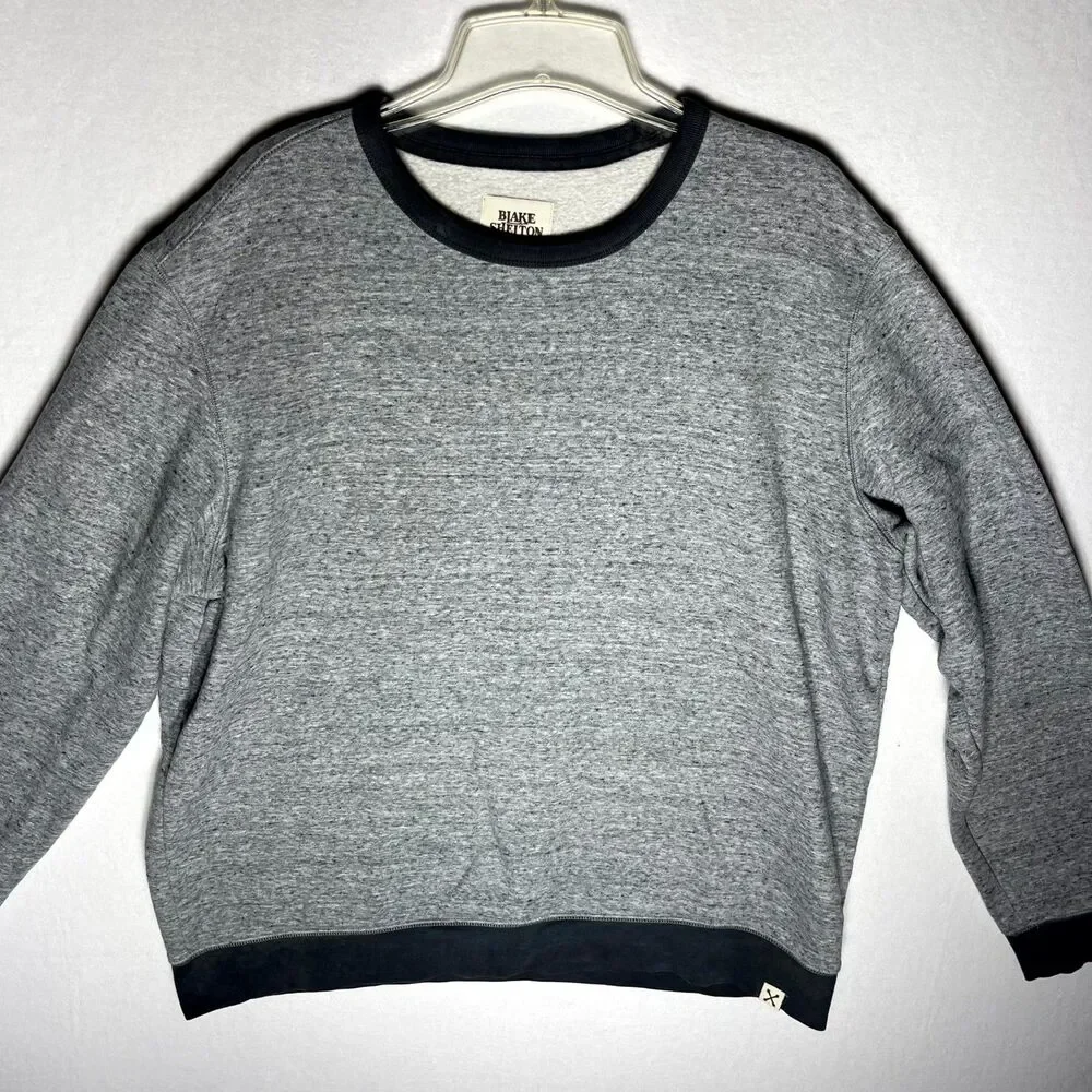 Blake Shelton x Lands' End Fleece Lined Crew Neck Sweater Gray Mens Size‎ XL